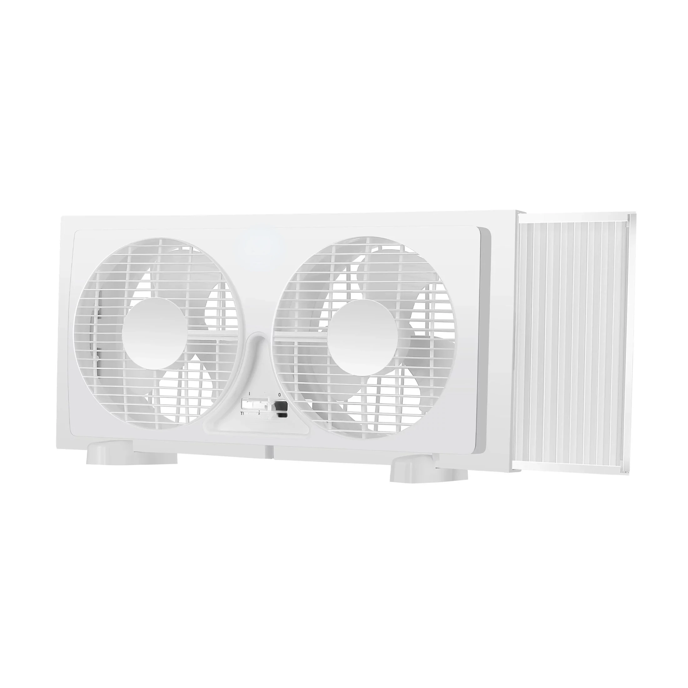 

Twin Blade Manual Window Fan, 2 Speeds, Reversible Airflow, 2 Extender Panels, White
