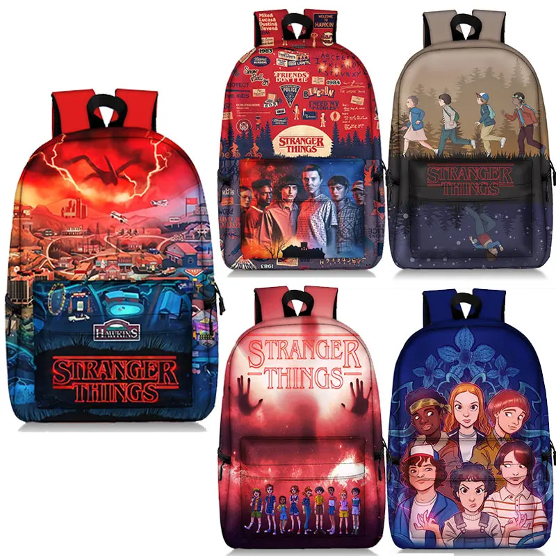 

2022 Stranger Things Poster Season Characters Retro TV Movie Print Backpack Women Canvas Schoolbags for Travel Laptop Rucksack