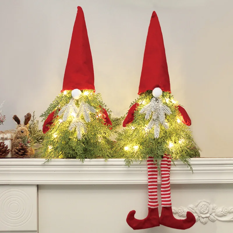 

LED Christmas Pendant Gnome PE Artificial Plant Faceless Old Man Doll Ornament 2023 Christmas Decoration Natal Noel Navidad