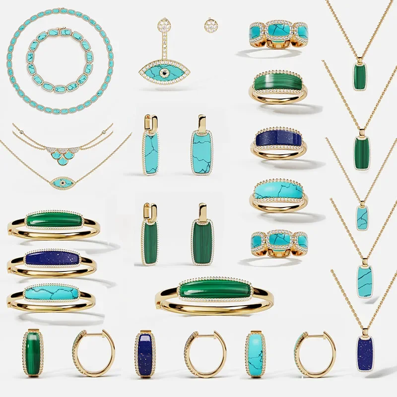 Новинка 2024 высококачественное бирюзовое ожерелье LI KI серьги кольцо браслет для
