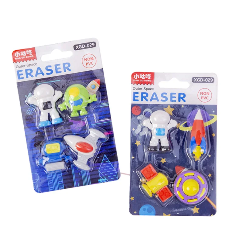 4pcs/set Cute Astronaut Alien UFO Rubber Eraser Kawaii Erasers School Supplies Stationery Creative Kids Toy Students Cool Prizes - купить по