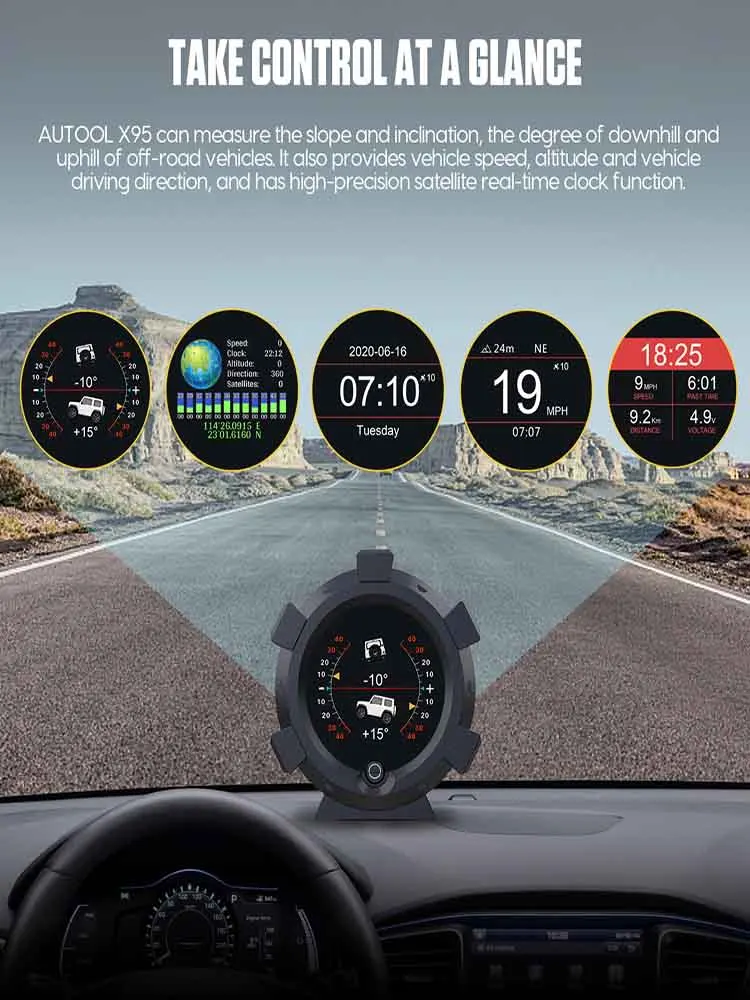 

For Mitsubishi X95 car 4x4 inclinometer provides slope angle velocity satellite timing GPS off-road vehicle accessories multifun