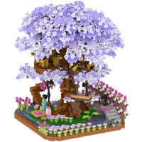 city purple tree house building blocks castle small particles assembled diy educational toys ornaments childrens birthday gifts