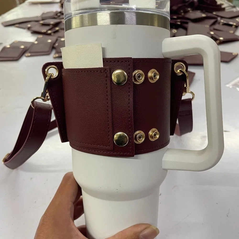 

New PU Leather Water Bottle Carrier Adjustable with Strap Water Bottle Holder Bottle Sling Holder For 30oz & 40oz Tumbler