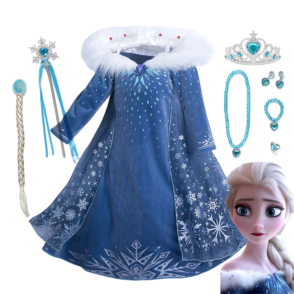 

Детское платье для косплея Disney «Холодное сердце», вечернее платье для девочек, костюм на Хэллоуин для детей, фантазия, Карнавальная одежда С...