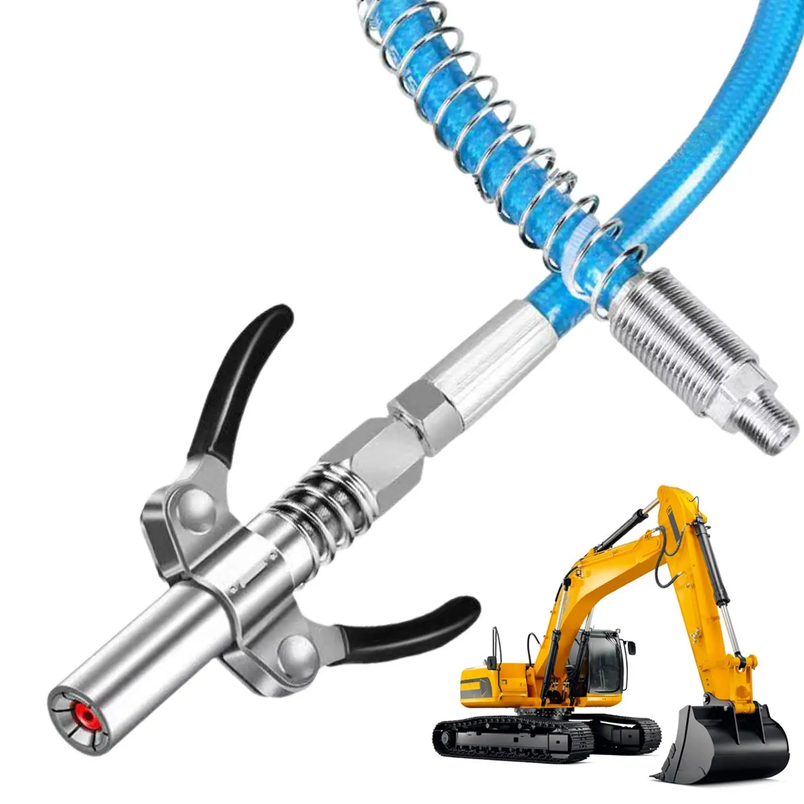 

10000 PSI Grease Tool Coupler Locks High Pressure Release GreaseDouble Handle Machine Accessories Syringe Grease Nozzle Tip
