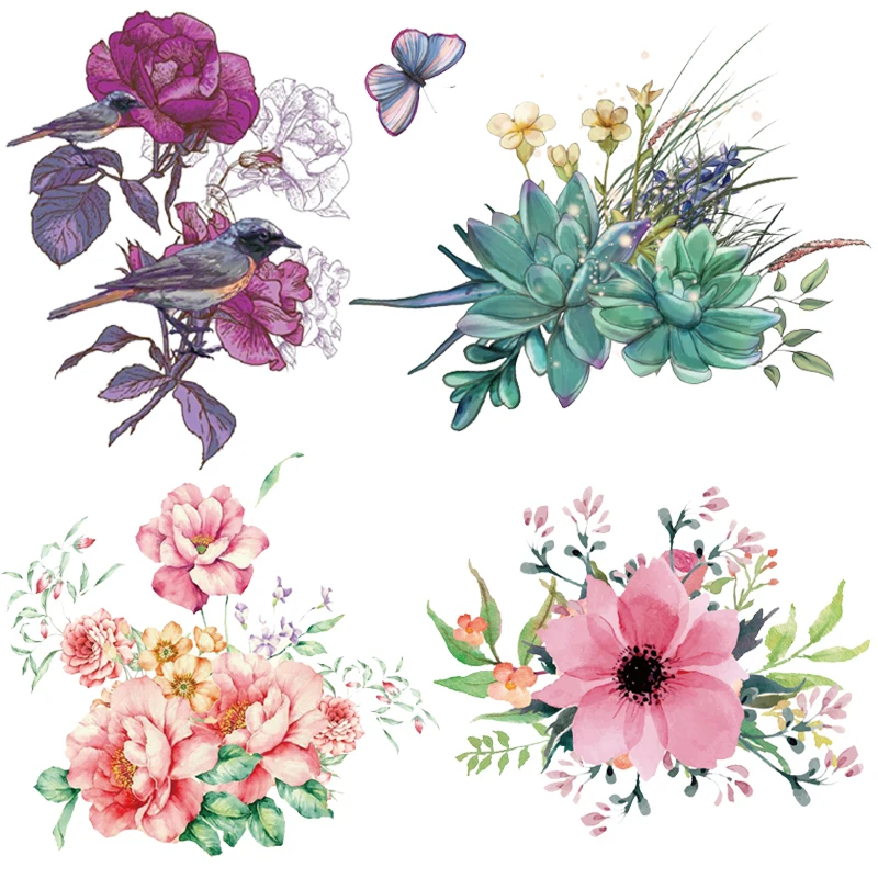 

Vinyl Ironing Stickers DIY Washable Applique A Level Flower Patch Heat Patch Transfer Iron on Transfers for Clothing Stripes