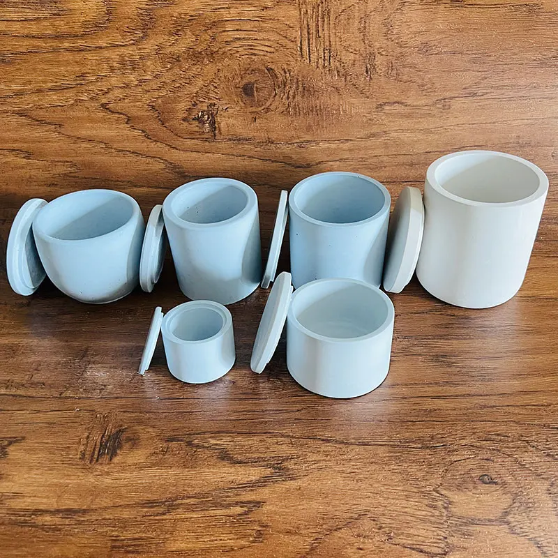 Silicone Molds for Concrete Candle Vessel Mold Cement Cup with Lid Round Storage Tank Plaster Clay |
