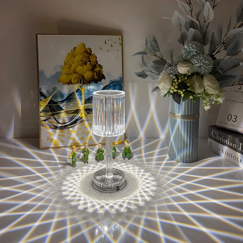 

LED Crystal Table Lamp Touch Remote Control Night Light Usb Rechargeable Bedside Acrylic Diamond RGB Room Decoration Lamp