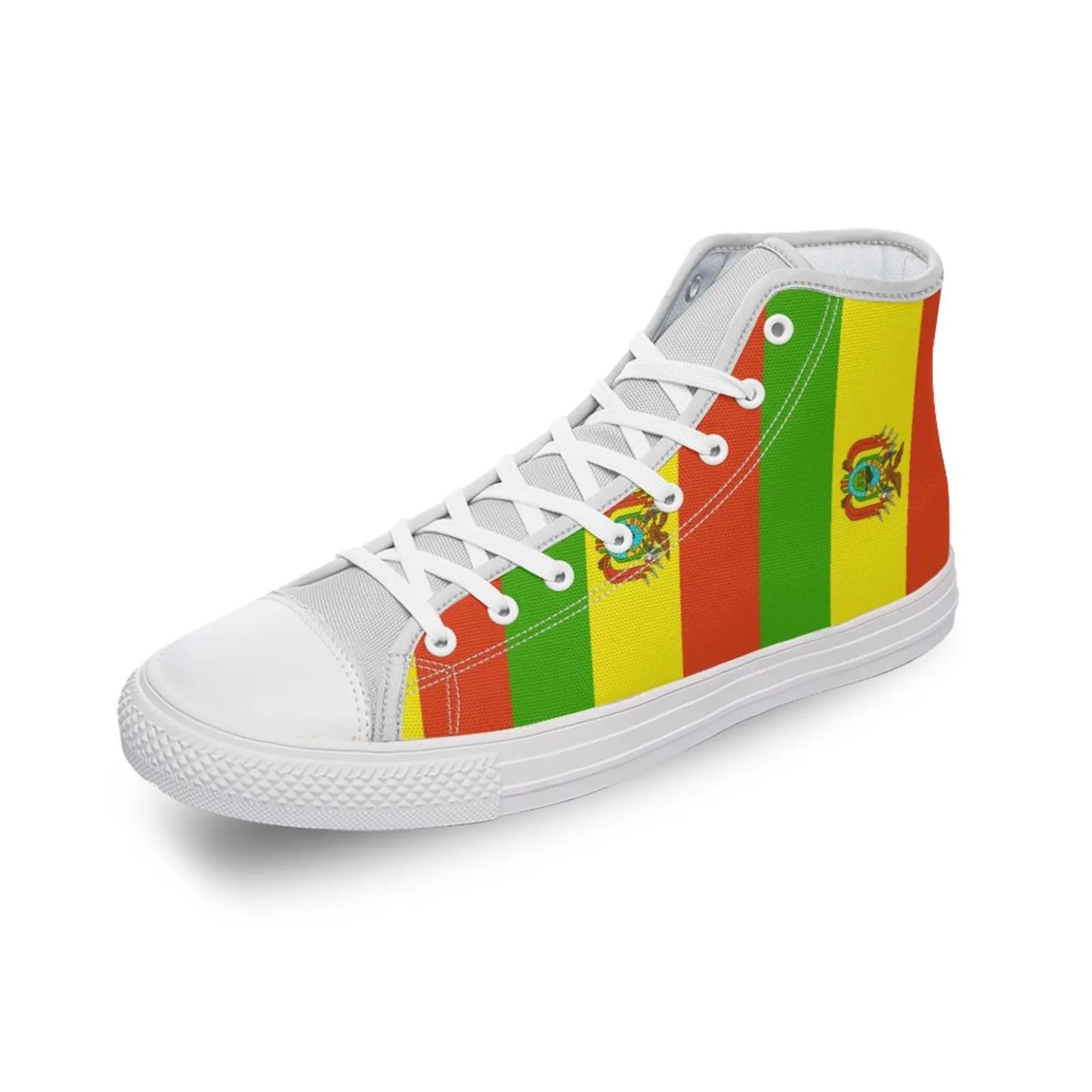 

Кеды с высоким верхом и флагом Боливии, роскошные повседневные холщовые туфли «сделай сам» для мужчин и женщин, модные кроссовки на плоской подошве, теннисная обувь с 3D принтом