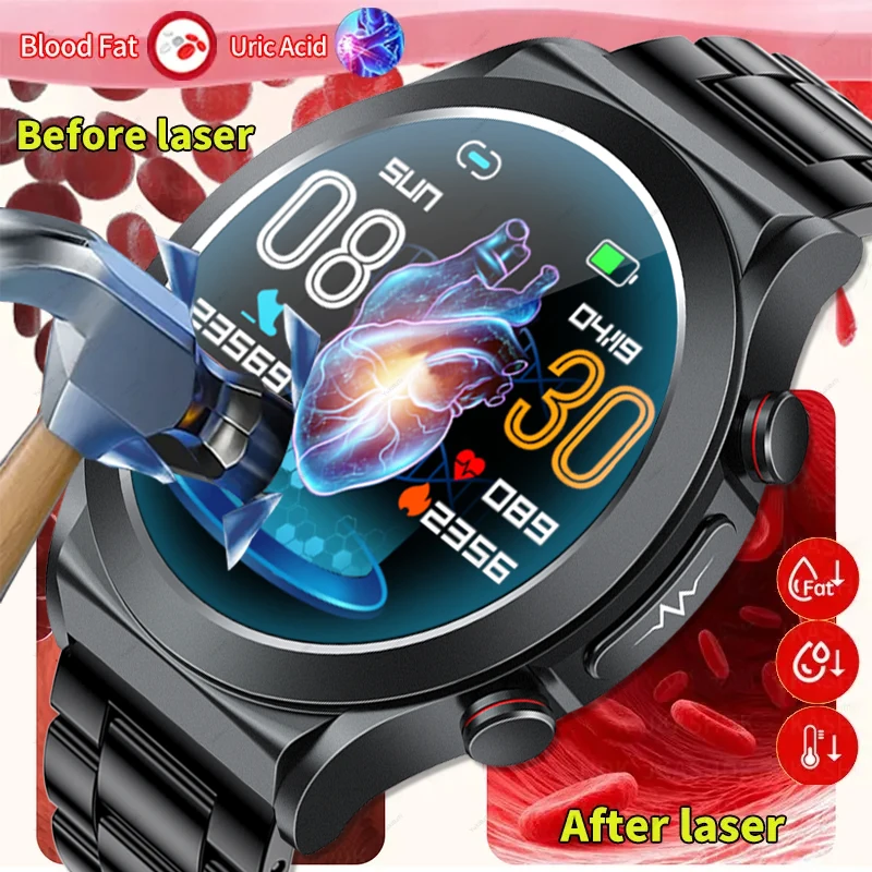 

Healthy Men's Smartwatch ECG+PPG Blood Glucose Lipids Uric Acid Temperature Monitring Bluetooth Call Men Watch For Android IOS