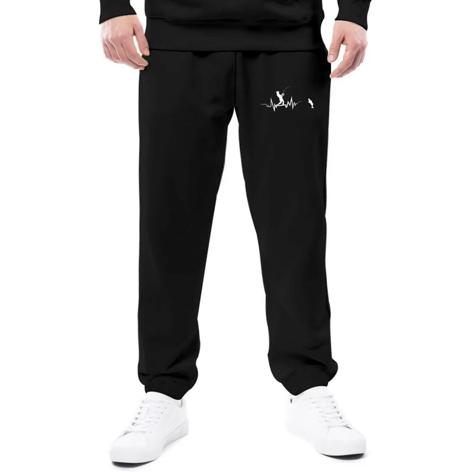 

Fishing Heartbeat Sweatpants Hobby Classic Sport Pants Autumn Printed Y2K Oversized Trousers Gift Idea