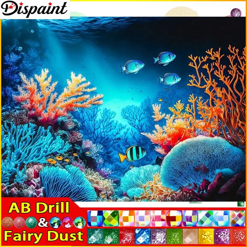 Картина из страз &quotКоралловая рыба&quot полноразмерная 5D картина вышивка