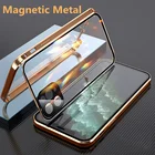 Магнитный металлический двухсторонний стеклянный чехол для iPhone 11Pro MAX 12 Pro MAX 13Pro 12 XS MAX XR X, противоударный бронированный чехол для телефона с пряжкой