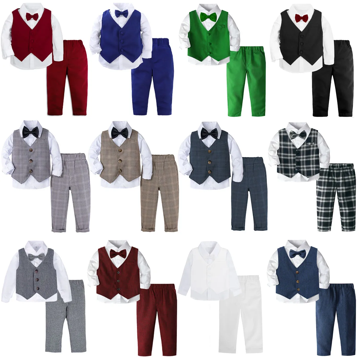 Baby Boys Suit Set Toddler Blazer Infant Wedding Suits Outfit Boy Baptism Christening Tuxedo Kids Christmas Formal Clothes Sets