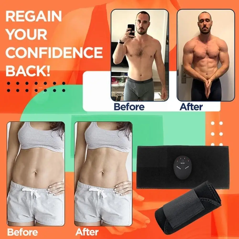 

New Abdominal Muscle Vibration Training Belt Body Slimming Support Waist Burning Loss Black Massager Fat Stimulator Belt We K7y8