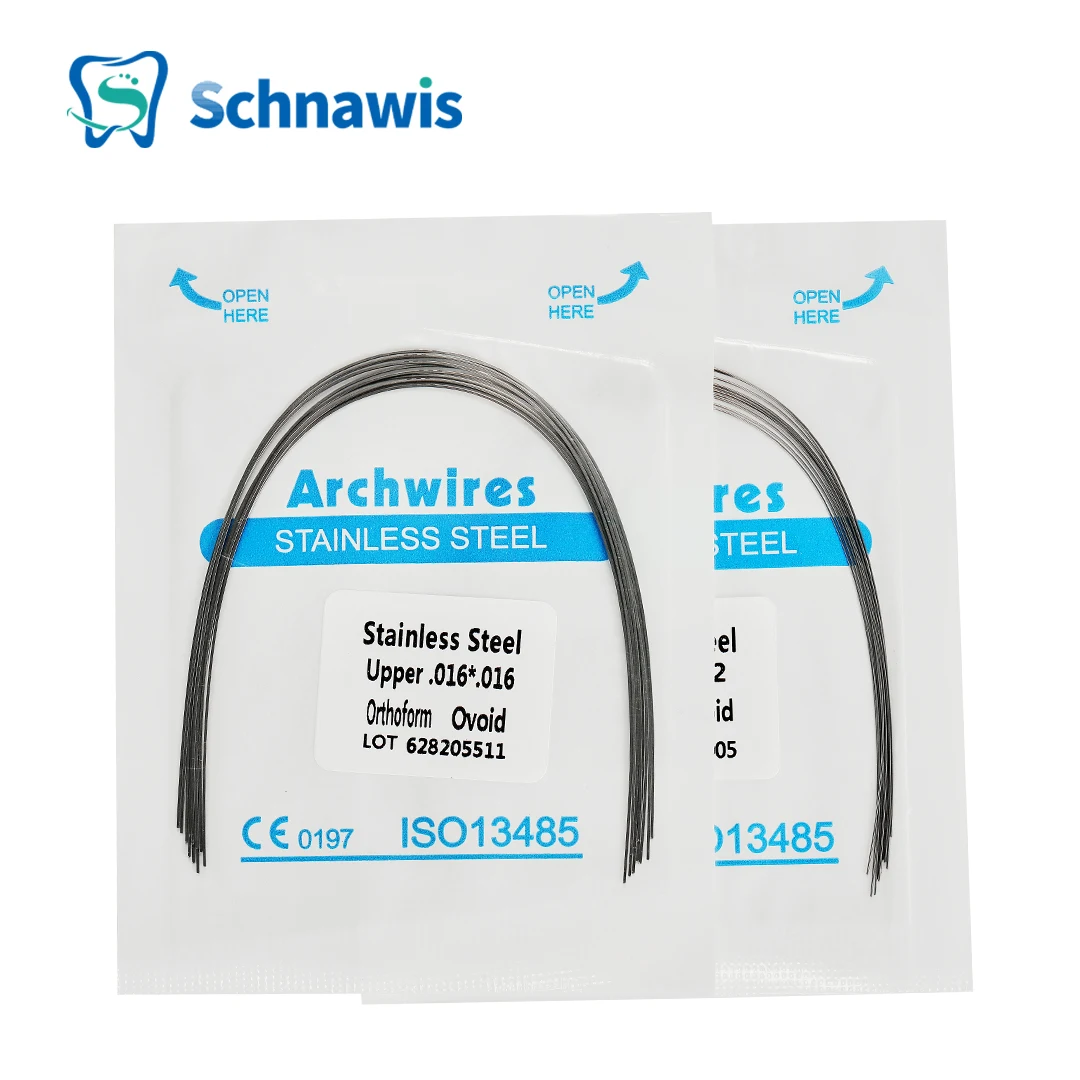 

10pcs/bag Dental Orthodontic Archwires Stainless Steel Arch Wire Round Rectangular Ovoid Form for Ortho Brackets Dentist Tool