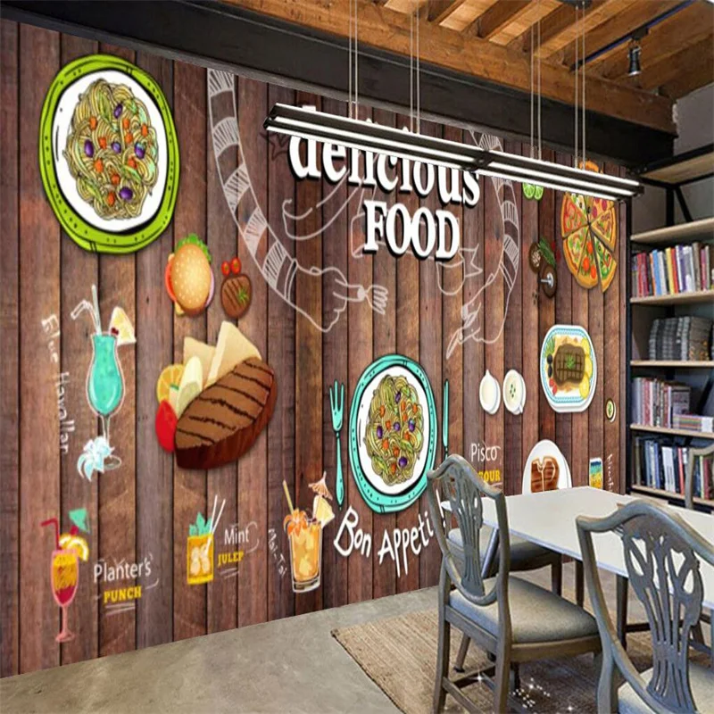 Западный ресторан спагетти стейк пицца столовая настенная 3D Бумага