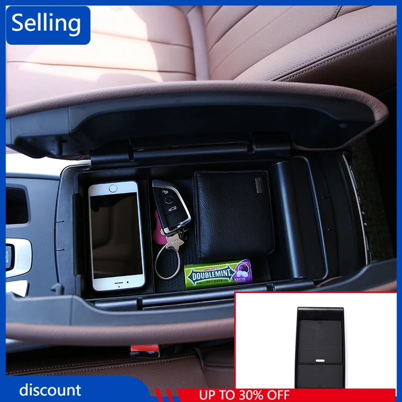

Armrest Storage Box Phone Glove Tray For BMW X5 X6 F15 F16 Car-styling 2014-2017 With Mat LOGO Accessories DDE