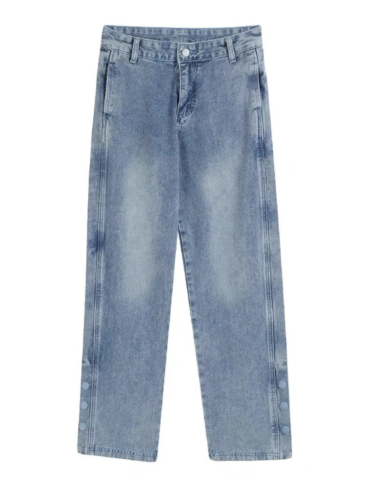 Vintage Y2K Baggy Jeans Slightly Ragged Jeans Version Retro Versatile Slim Row Split Floor Pants Gothic Pants Streetwear 90s