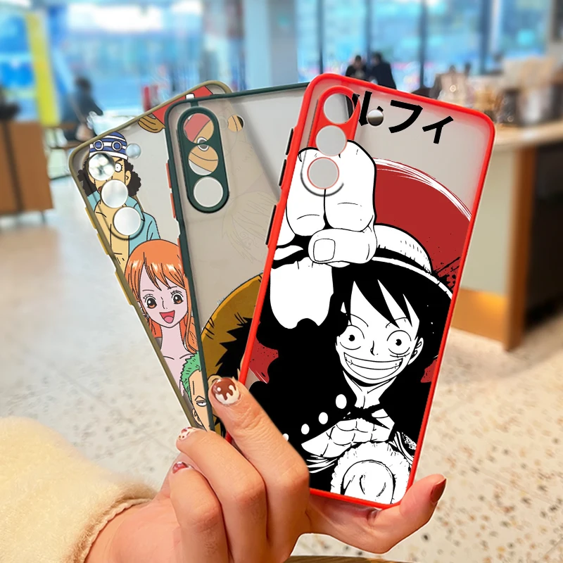 

Hot Cute ONE PIECE For Samsung Galaxy S22 S21 Ultra S20 FE Lite S10 S9 8 Plus 5G Frosted Translucent Phone Case Coque Capa Cover
