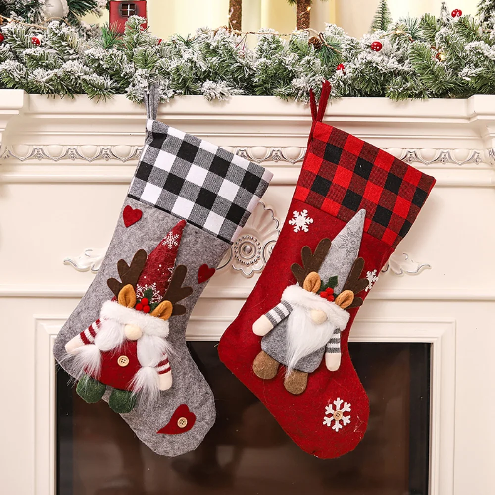 

Xmas Gift Christmas Stocking Sack Candy Bag 2022 Noel Christmas Decorations for Home Navidad Sock Christmas Tree Decor