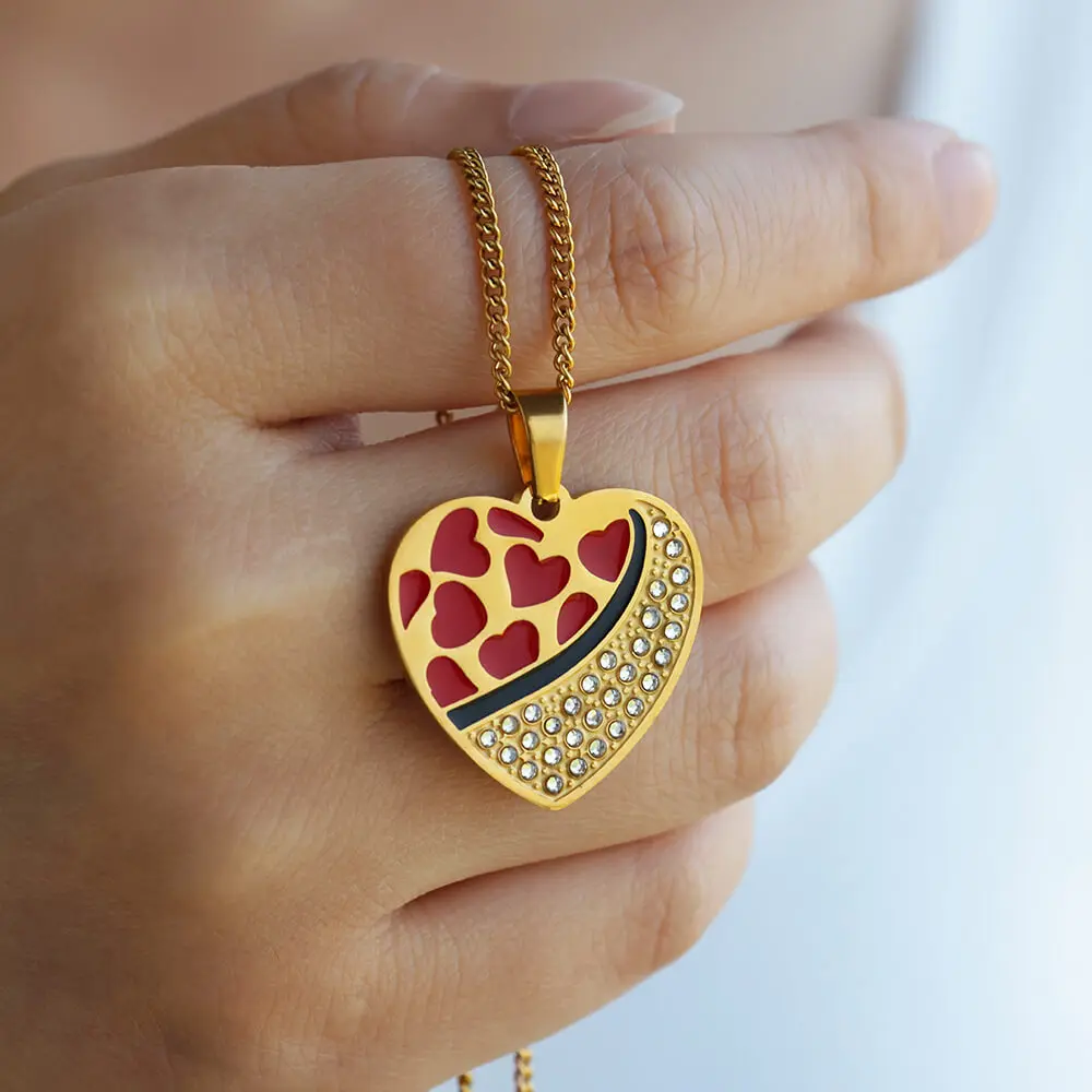 Ожерелье с подвеской в виде сердца из циркония для женщин цепочка нержавеющей