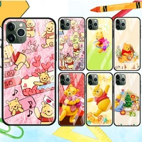 winnie the pooh disney for apple iphone 13 12 mini 11 xs pro max x xr 8 7 6 plus se 2020 tempered glass cover phone case