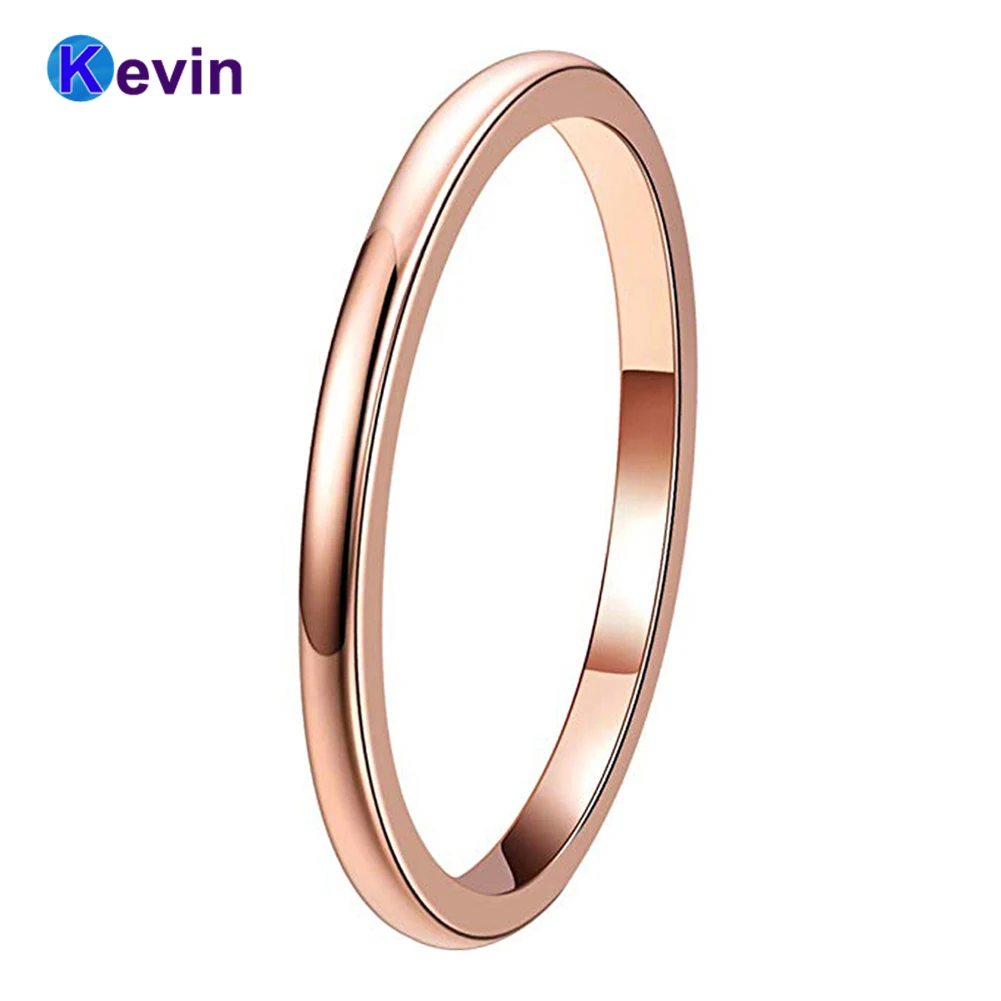 

2mm Stackable Women Tungsten Finger Ring Trendy Engagement Colorful Wedding Band Fashion Jewelry Polished Shiny Comfort Fit