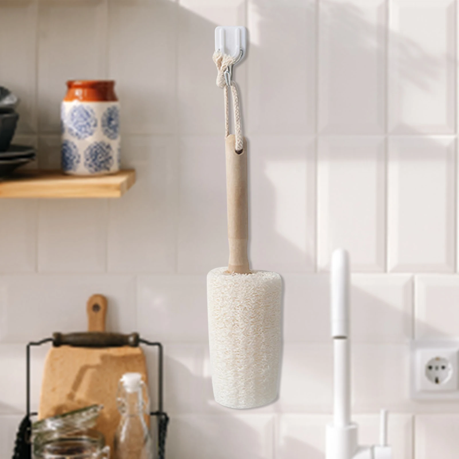 

Деревянная ручка Loofah Brush Губка из натуральной люфы Brush, кружка, чашка, блюдо, Аксессуары Для Уборки Кухни