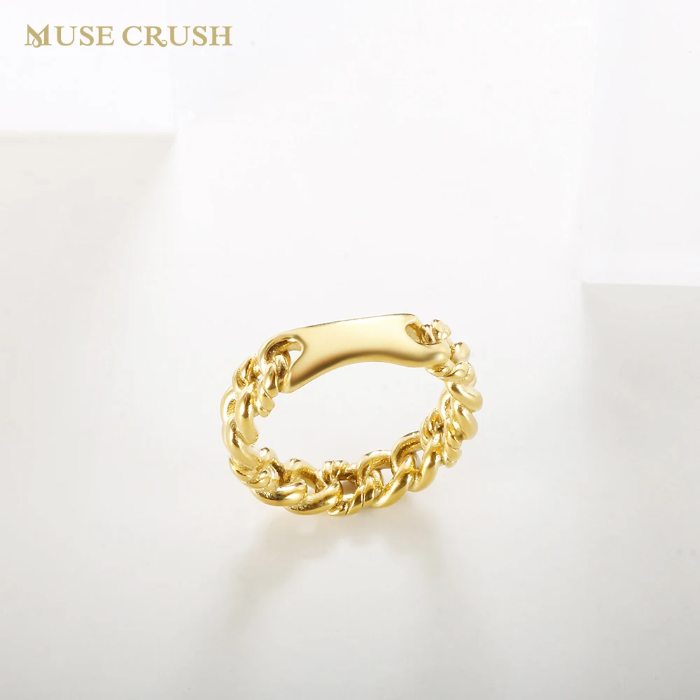 

Luxury Chain Desinger Ring Jewelry Waterproof Stainless Steel Fine Polished Splicing Chain Gold Plated Ring for Women Vintage