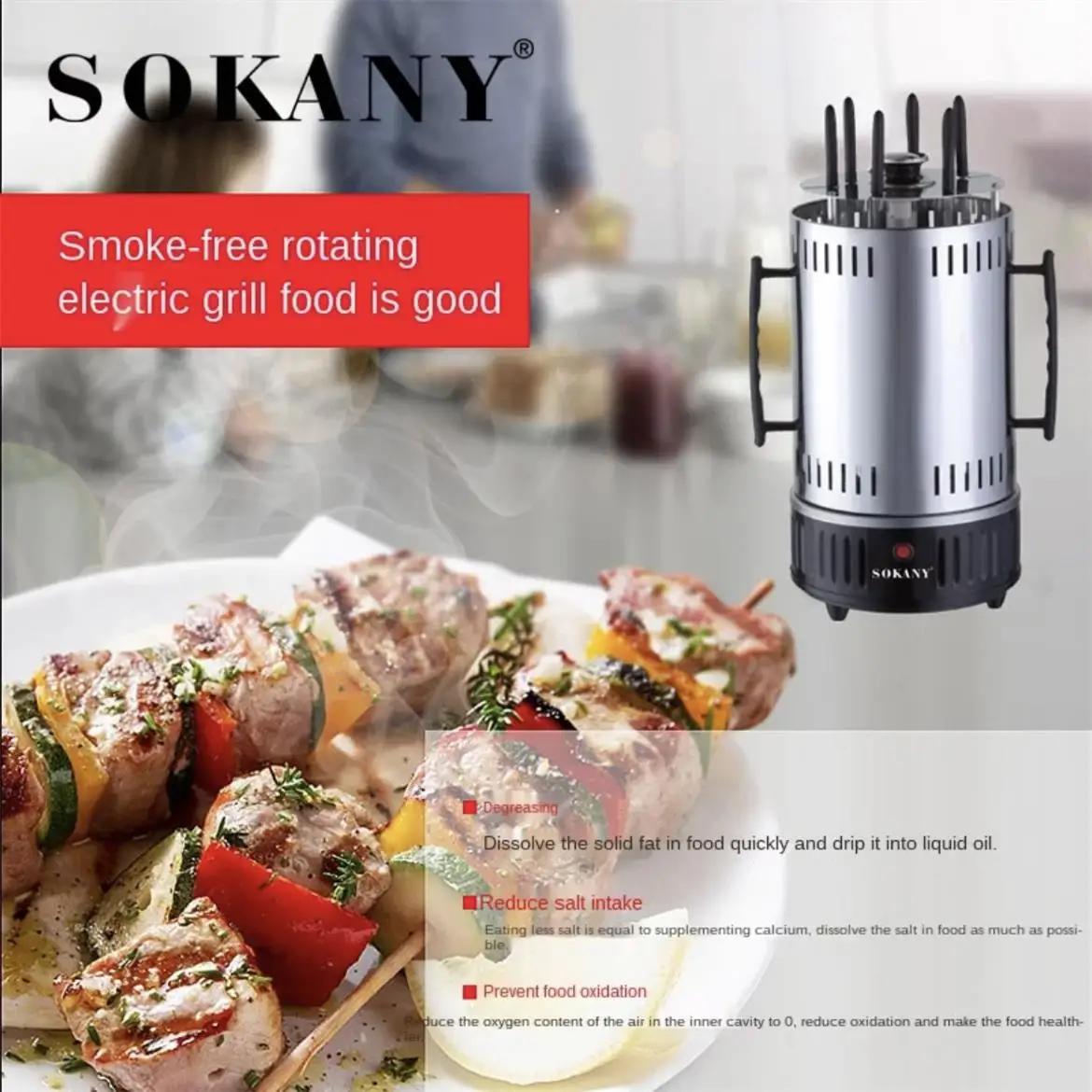 electric grill 6 sticks automatic revolving vertical grill timing barbecue tools smokeless mutton bbq skewers machine free global shipping