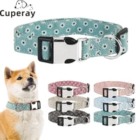 newest cute dog collar floral white daisy adjustable printing pet collar with metal buckle for dogs and cats pet accessories