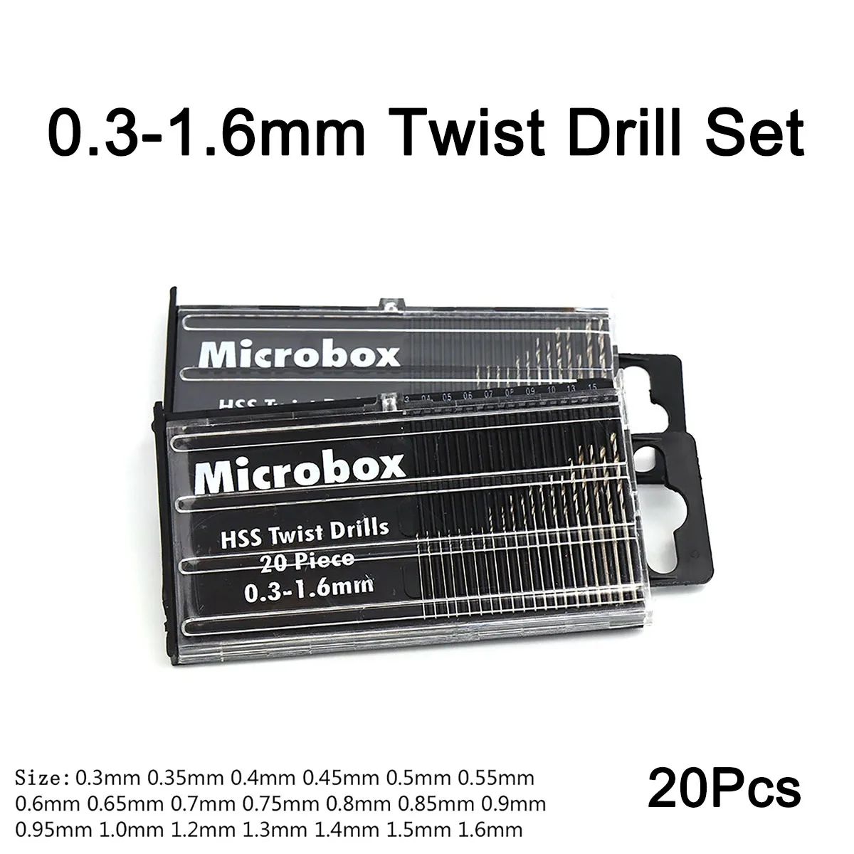 

1 Set of 0.3-1.6mm Twist Drill Set (20Pcs) for Drill Wood Products, Plastic Products, Circuit Boards but not for Metal Drilling