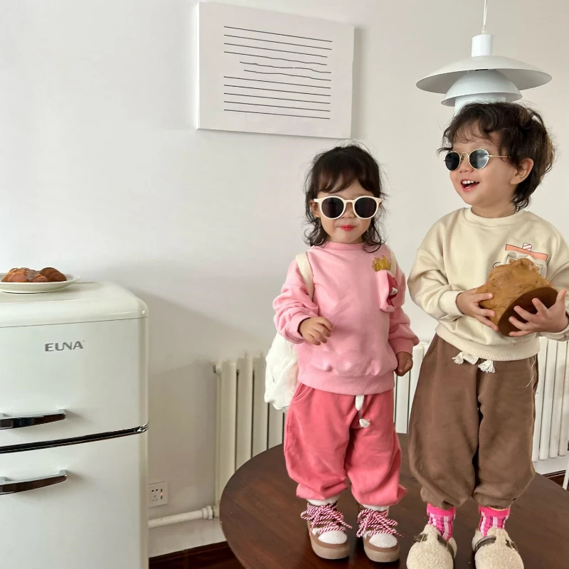 

2 шт./комплект, детский спортивный костюм с принтом картошки фри