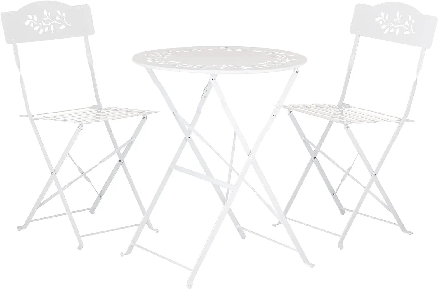 

Alpine Bistro Set, Table 24" L x 24" W x 28" H Chair 17" L 18" W x 33" H, White Sillas de patio exterior Outdoor camping Juego