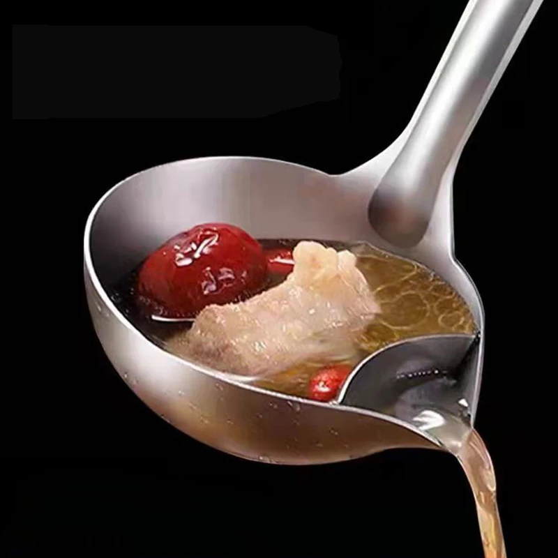 

1pc Stainless Steel Soup Fat Oil Separator Ladles Skimmer Spoon Soup Colander With Heat Insulation Antiscalding For Kitchen Tool