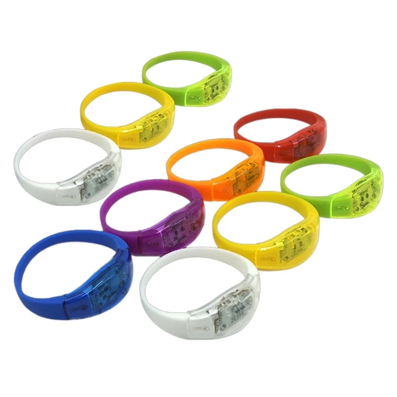 

10pc Voice Control LED Light Bracelets Flashing Wristbands Festival Wedding