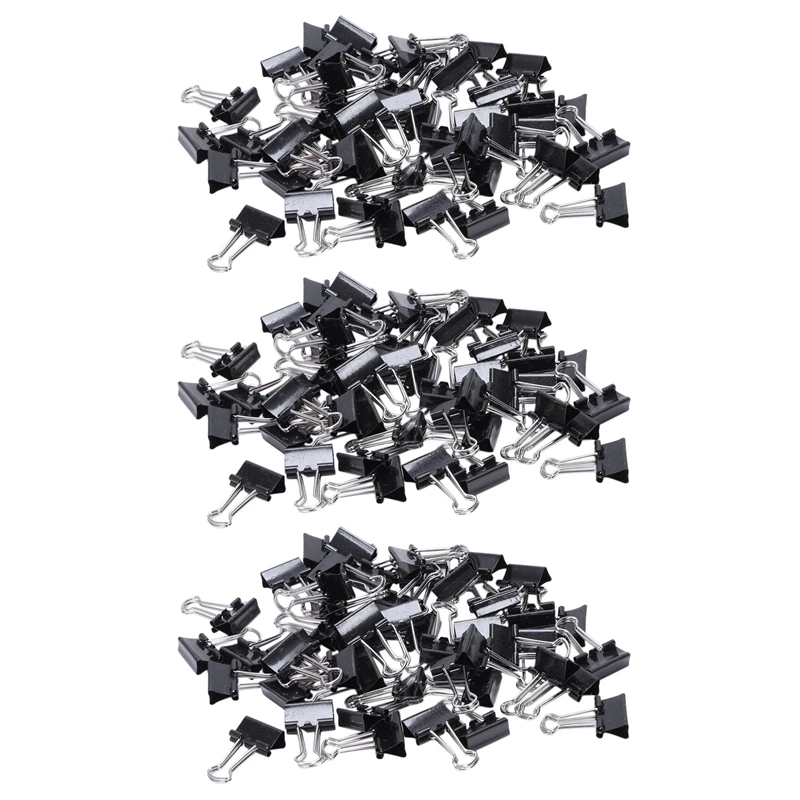 

PPYY-Metal Spring Binders Clip For Paper Document Office Stationery Paper Clips 15Mm 144Pieces Black