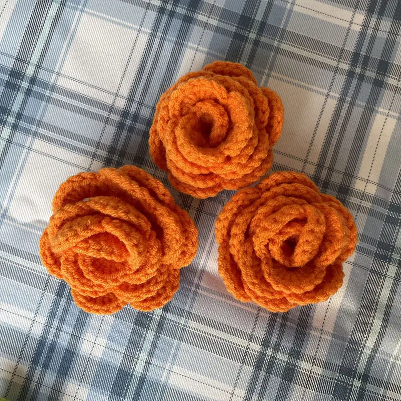 Вязаная роза цветок голова лист искусственный украшение для одежды сумки брошь