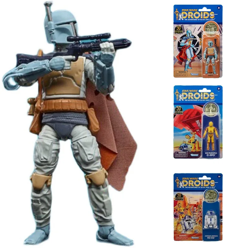 

100% Original 3.75inch star wars Boba Fett C-3PO R2-D2 Animation Limited Version Anime Figure Model Collecile Action Toys