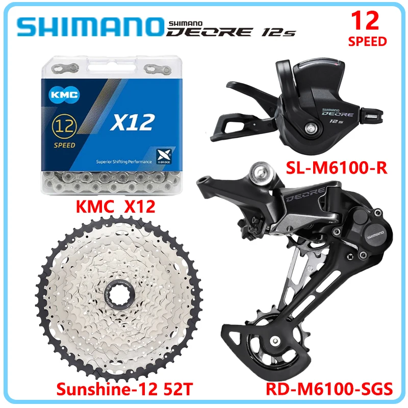 

Набор Скоростей SHIMANO DEORE M6100, 12 В, для горных велосипедов, задние переключатели передач, KMC X12, кассета цепи 46/50/52T 1X1, 2 скорости