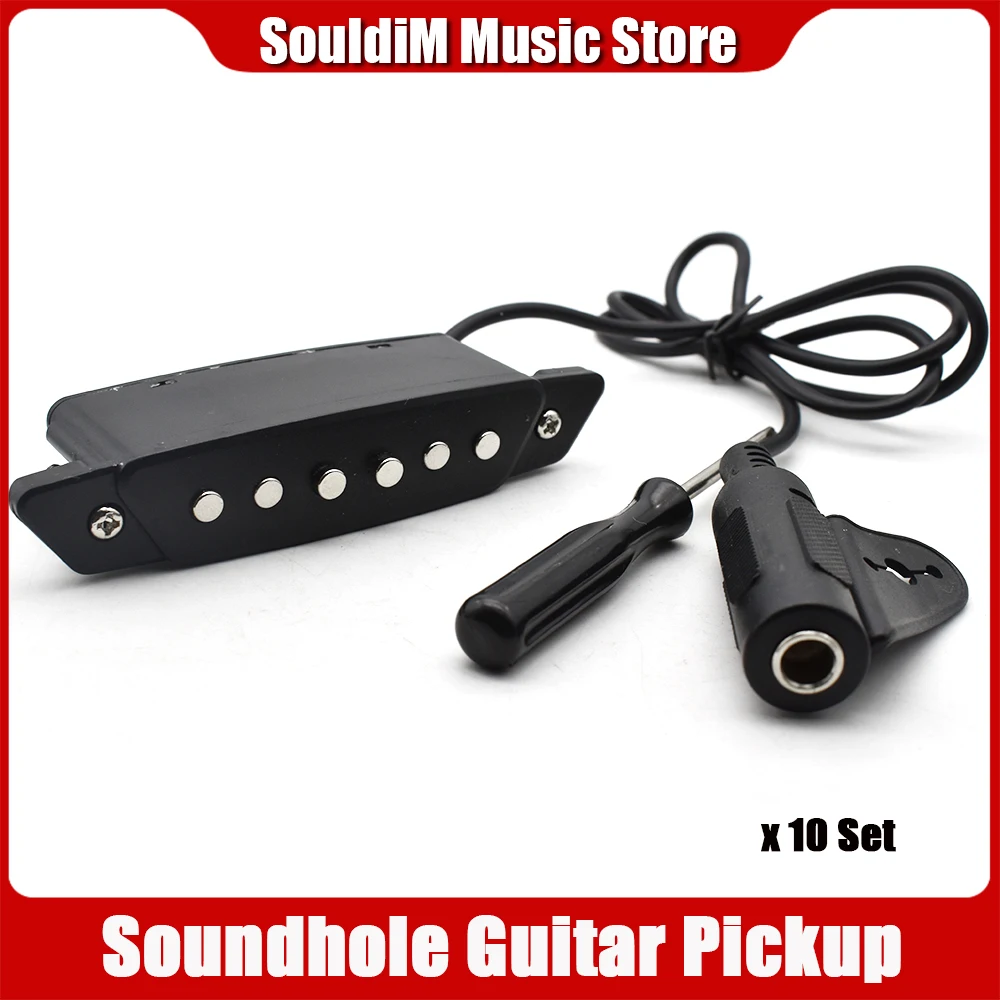 

10set SH-85 Guitar Pickup 6 Holes Soundhole Pickup W/ Active Power Strap End-Pin Jack Black Guitar Pickup New