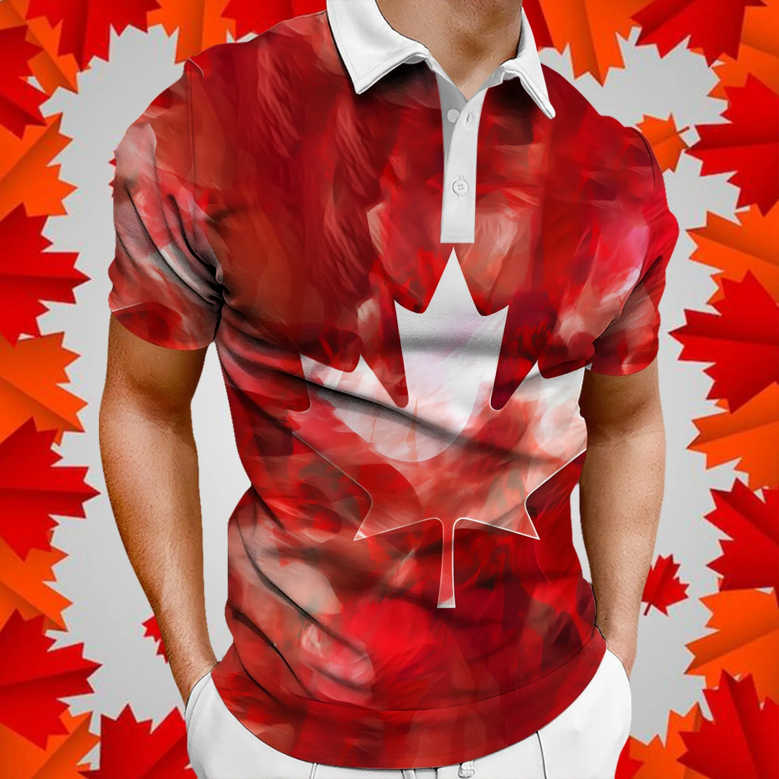 Мужская летняя рубашка-поло с отложным воротником на День независимости ретро