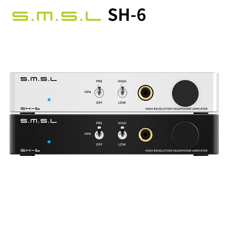 

SMSL SH-6 Hifi Music Headphone Amplifier 2 Step Gain Settings Desktop Mini Headphone Amplifier SU6 Decoder ES9038Q2M OPA1612*4