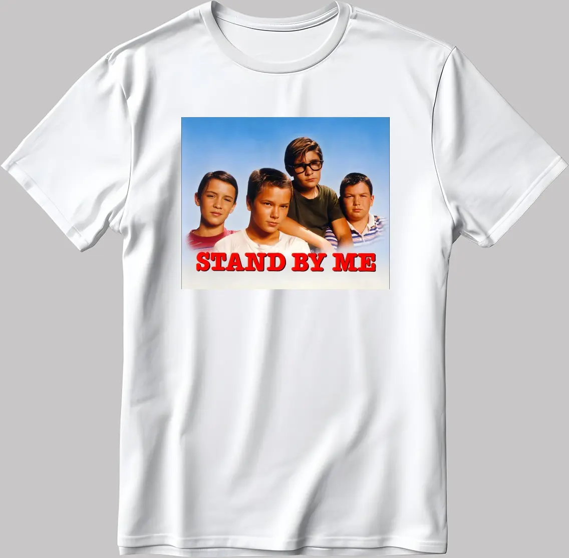 Футболка белая черная классическая в стиле ретро с надписью Stand By Me 80-х годов E162