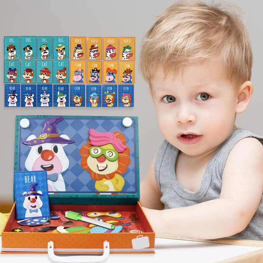

Hot Sale Magnetic Stickers Puzzle Delicate Design Magnetic Sticker Puzzles Toys Kids Wooden Puzzle Toy Development Toys