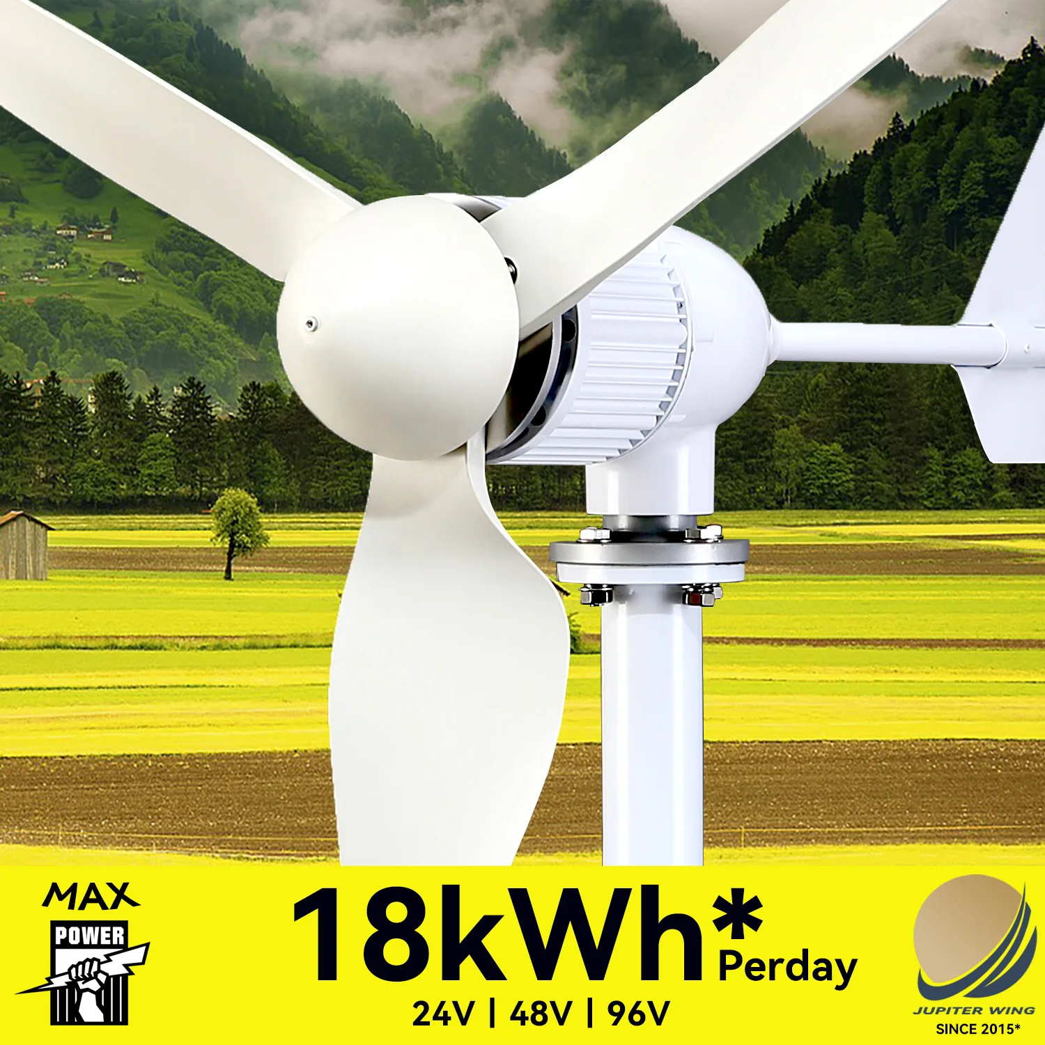 

Wind Turbine No Fake 1800W High Efficiency Windmill With Ultra Hybrid Solar System, For Home Use 3 Blades Horizontal