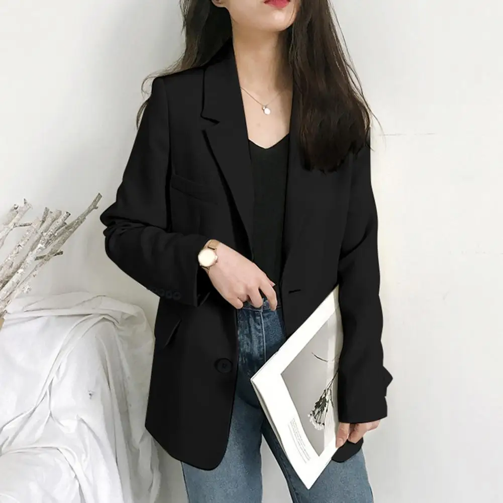 

Anti-wrinkle Trendy Great Stitching Business Coat Loose Type Autumn Jacket Easy to Match for Work
