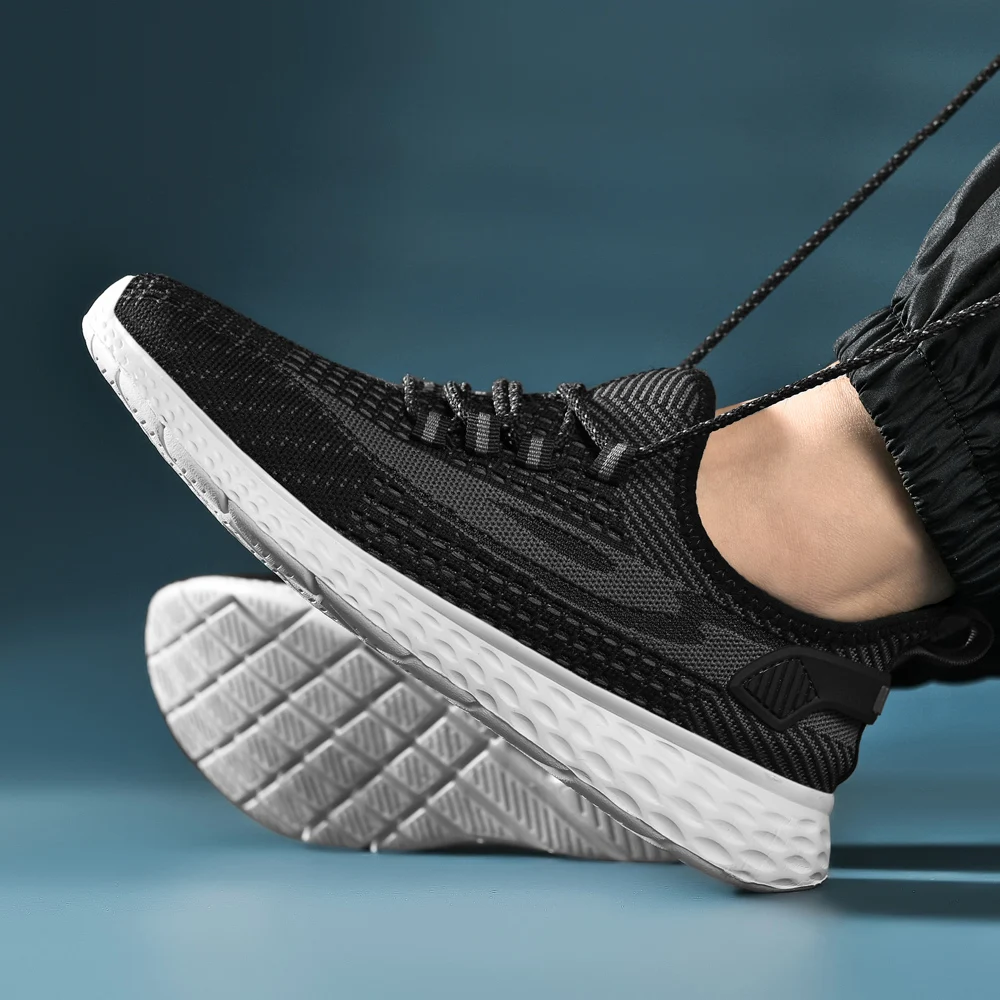 SALUDAS Men Shoes Stretch Breathable Mesh Sneakers Casual Fashion Athletic Trainers Lightweight Cushioning Running Sports Shoes